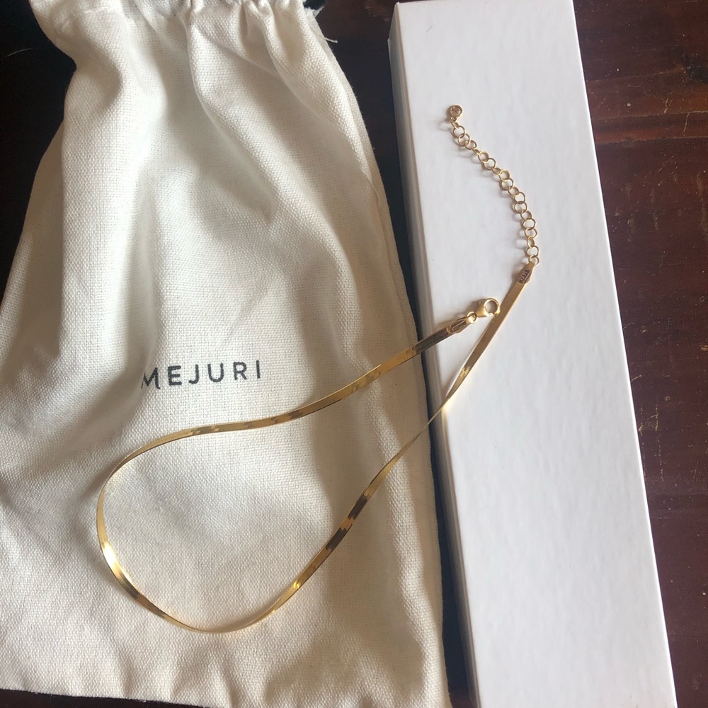 Mejuri herringbone 14K gold necklace